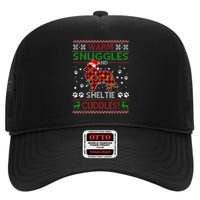 Sheltie Ugly Christmas Sweater Christmas Pajama Dog Lover High Crown Mesh Back Trucker Hat