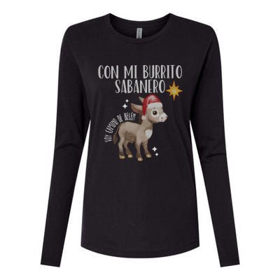 Spanish Ugly Christmas Tuki Tuki Mi Burrito Sabanero Womens Cotton Relaxed Long Sleeve T-Shirt