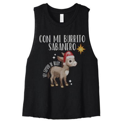 Spanish Ugly Christmas Tuki Tuki Mi Burrito Sabanero Women's Racerback Cropped Tank