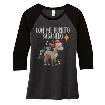 Spanish Ugly Christmas Tuki Tuki Mi Burrito Sabanero Women's Tri-Blend 3/4-Sleeve Raglan Shirt