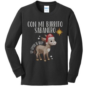 Spanish Ugly Christmas Tuki Tuki Mi Burrito Sabanero Kids Long Sleeve Shirt