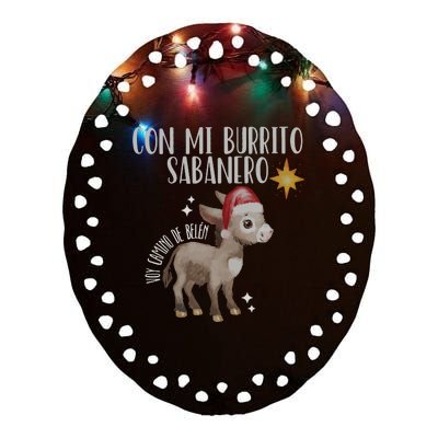 Spanish Ugly Christmas Tuki Tuki Mi Burrito Sabanero Ceramic Oval Ornament