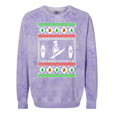 Surfing Ugly Christmas Gift For Mom Or Dad Gift Colorblast Crewneck Sweatshirt