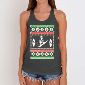 Surfing Ugly Christmas Gift For Mom Or Dad Gift Women's Knotted Racerback Tank