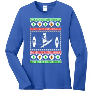 Surfing Ugly Christmas Gift For Mom Or Dad Gift Ladies Long Sleeve Shirt