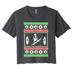 Surfing Ugly Christmas Gift For Mom Or Dad Gift Women's Crop Top Tee