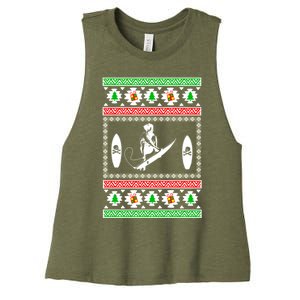 Surfing Ugly Christmas Gift For Mom Or Dad Gift Women's Racerback Cropped Tank