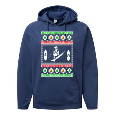 Surfing Ugly Christmas Gift For Mom Or Dad Gift Performance Fleece Hoodie