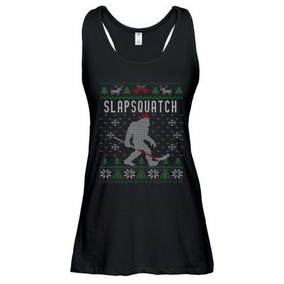 Slapsquatch Ugly Christmas Hockey Sasquatch Bigfoot Ladies Essential Flowy Tank