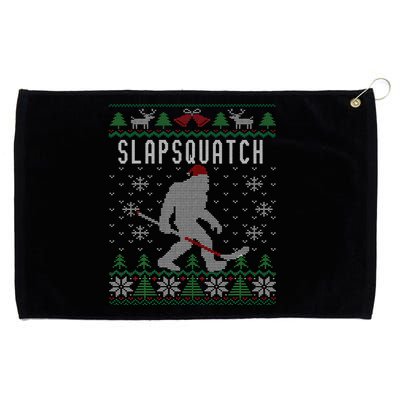 Slapsquatch Ugly Christmas Hockey Sasquatch Bigfoot Grommeted Golf Towel