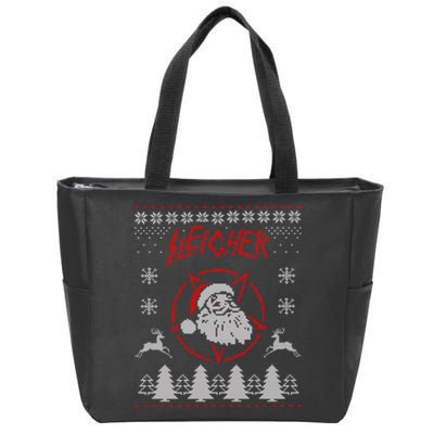 Sleigher Ugly Christmas graphic Santa Metal print Zip Tote Bag