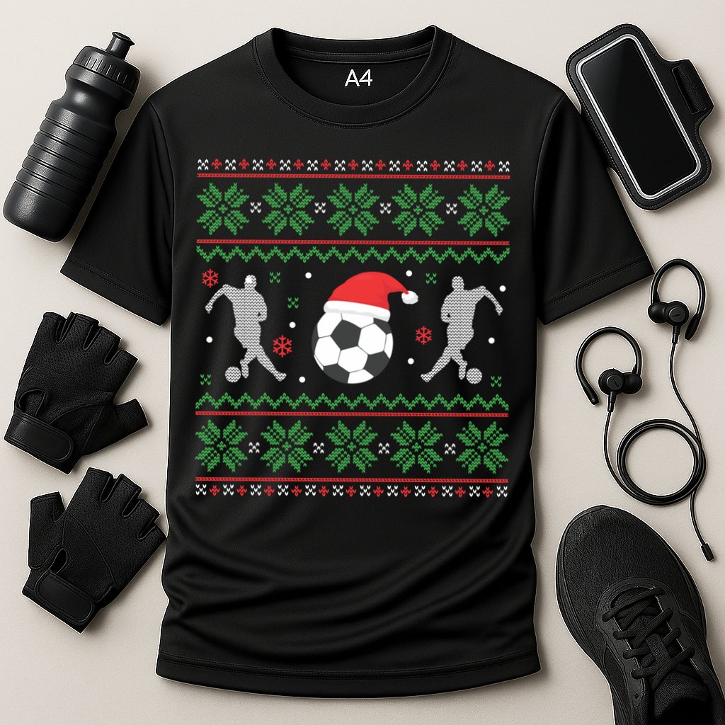 Soccer Ugly Christmas Sweater Funny Xmas Soccer Funny Gift Cooling Performance Crew T-Shirt
