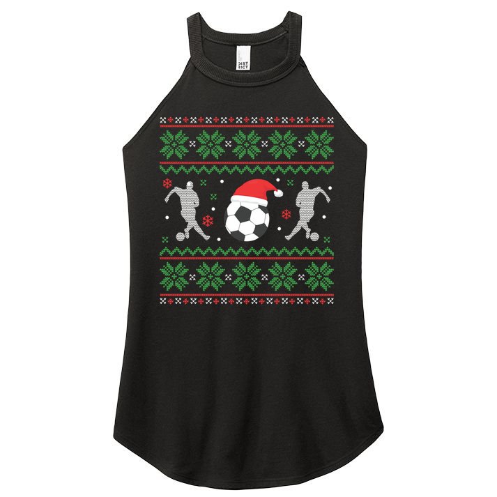 Soccer Ugly Christmas Sweater Funny Xmas Soccer Funny Gift Women's Perfect Tri Rocker Tank