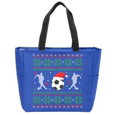 Soccer Ugly Christmas Sweater Funny Xmas Soccer Funny Gift Zip Tote Bag