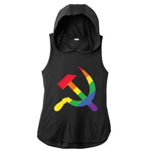 Soviet Union Communist Flag Hammer And Sickle Lgbtq Rainbow Meaningful Gift Ladies PosiCharge Tri-Blend Wicking Draft Hoodie Tank