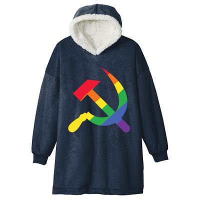 Soviet Union Communist Flag Hammer And Sickle Lgbtq Rainbow Meaningful Gift Hooded Wearable Blanket