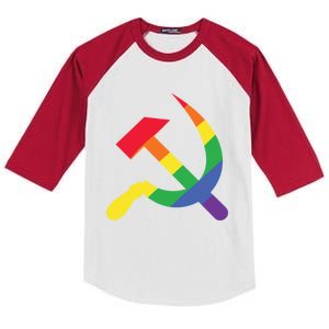 Soviet Union Communist Flag Hammer And Sickle Lgbtq Rainbow Meaningful Gift Kids Colorblock Raglan Jersey