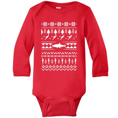 Shark Ugly Christmas Baby Long Sleeve Bodysuit