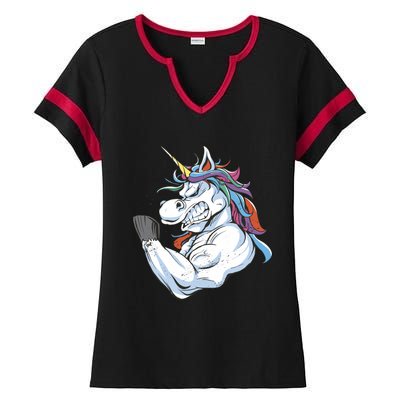 Strong Unicorn Creature Ladies Halftime Notch Neck Tee