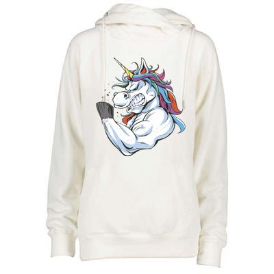 Strong Unicorn Creature Womens Funnel Neck Pullover Hood