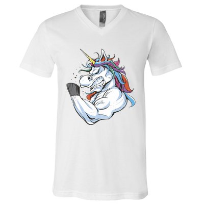 Strong Unicorn Creature V-Neck T-Shirt