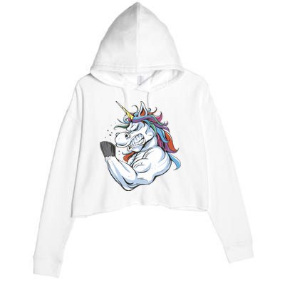 Strong Unicorn Creature Crop Fleece Hoodie