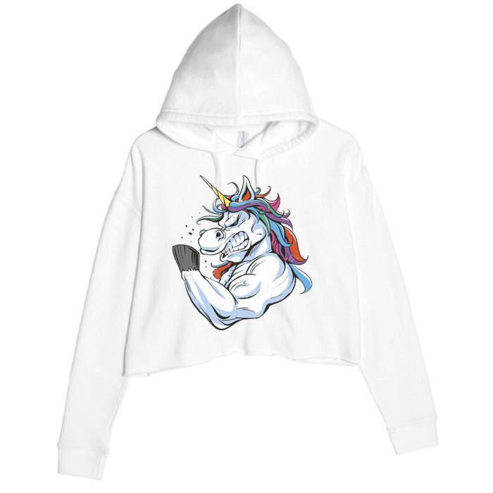 Strong Unicorn Creature Crop Fleece Hoodie