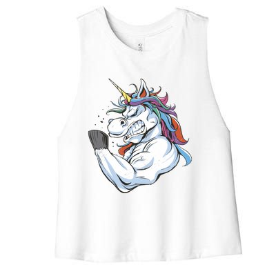 Strong Unicorn Creature Women's Racerback Cropped Tank