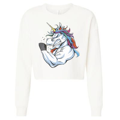 Strong Unicorn Creature Cropped Pullover Crew