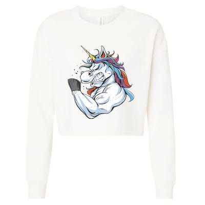 Strong Unicorn Creature Cropped Pullover Crew