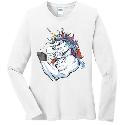 Strong Unicorn Creature Ladies Long Sleeve Shirt