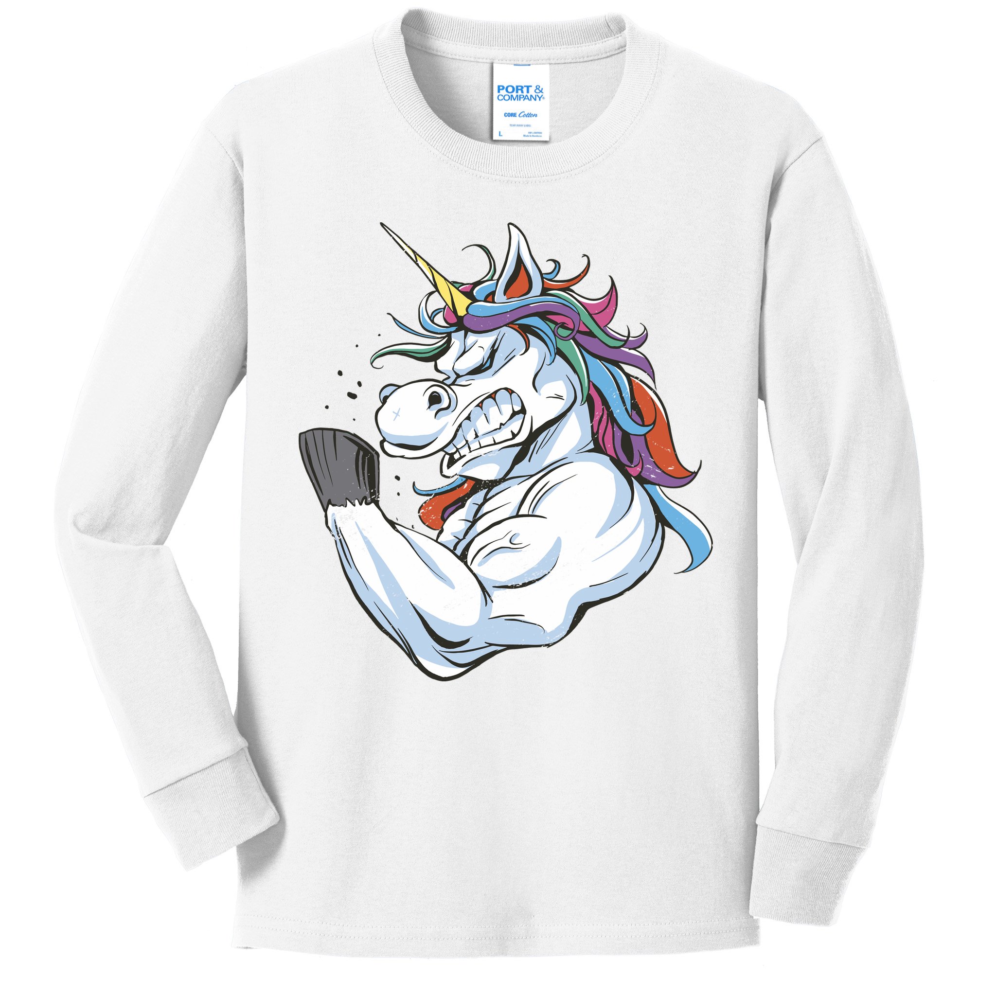 Strong Unicorn Creature Kids Long Sleeve Shirt