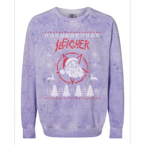 Sleigher Ugly Christmas graphic Santa Metal print Colorblast Crewneck Sweatshirt