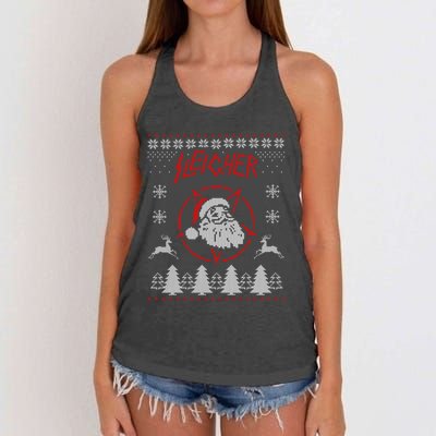 Sleigher Ugly Christmas graphic Santa Metal print Women's Knotted Racerback Tank