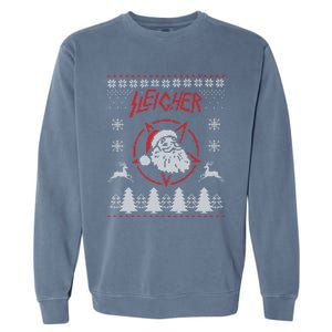 Sleigher Ugly Christmas graphic Santa Metal print Garment-Dyed Sweatshirt