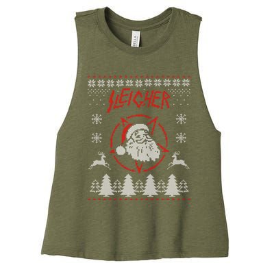 Sleigher Ugly Christmas graphic Santa Metal print Women's Racerback Cropped Tank