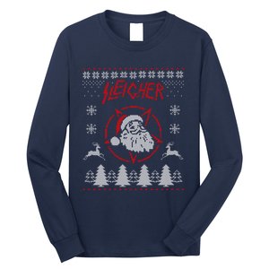 Sleigher Ugly Christmas graphic Santa Metal print Long Sleeve Shirt