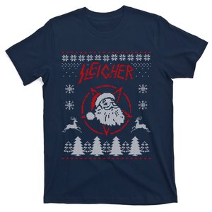 Sleigher Ugly Christmas graphic Santa Metal print T-Shirt