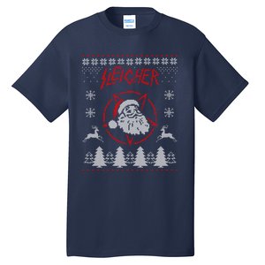 Sleigher Ugly Christmas graphic Santa Metal print Tall T-Shirt