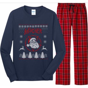 Sleigher Ugly Christmas graphic Santa Metal print Long Sleeve Pajama Set