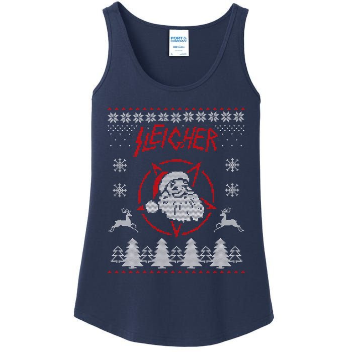 Sleigher Ugly Christmas graphic Santa Metal print Ladies Essential Tank