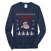 Sleigher Ugly Christmas graphic Santa Metal print Tall Long Sleeve T-Shirt