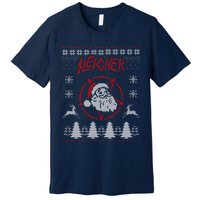 Sleigher Ugly Christmas graphic Santa Metal print Premium T-Shirt