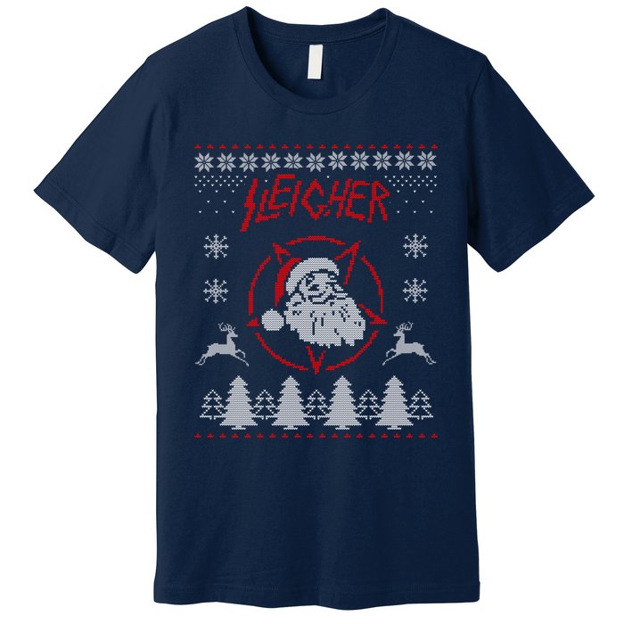 Sleigher Ugly Christmas graphic Santa Metal print Premium T-Shirt