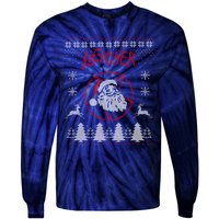 Sleigher Ugly Christmas graphic Santa Metal print Tie-Dye Long Sleeve Shirt