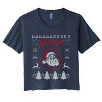 Sleigher Ugly Christmas graphic Santa Metal print Women's Crop Top Tee