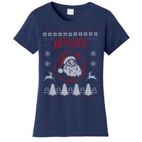 Sleigher Ugly Christmas graphic Santa Metal print Women's T-Shirt