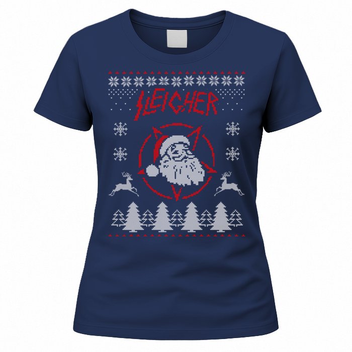 Sleigher Ugly Christmas graphic Santa Metal print Women's T-Shirt