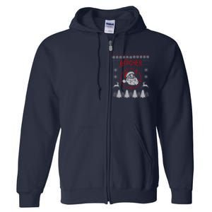 Sleigher Ugly Christmas graphic Santa Metal print Full Zip Hoodie