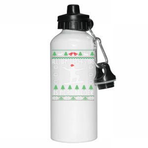 Skiing Ugly Christmas Ski Lover Gift Skier Cute Gift Aluminum Water Bottle